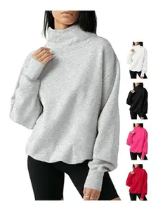 FISOEW Women's Oversized Turtleneck Sweatshirt Long Sleeve Pullover Tops Casual Basic Hoodie for Fall Outfits Cotton Cute compression shirts men thermal long sleeve workout tops oversized gym shirts