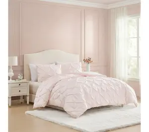 Laura Ashley Solid Pink Queen Comforter Set