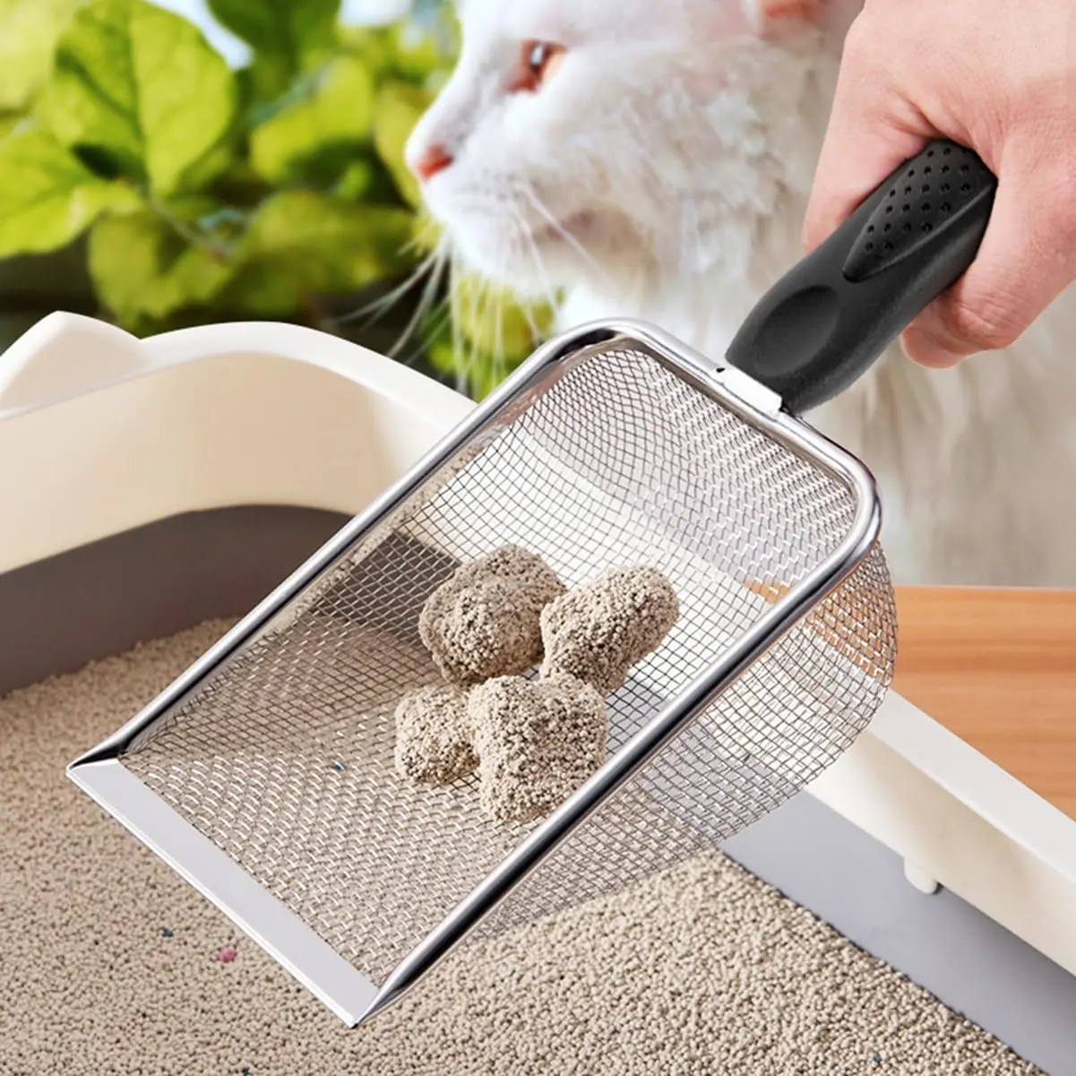 Reptile Sand Filling Material Shovel, Fine Sand Pad Scoop for Reptile Waste, Durable Cat Litter Cleaner, Stainless Steel Mesh Cat Litter Shovel, Kitty, Kittens, Cleaning, Litter Box Scooper, Litter Box, Litter Tray