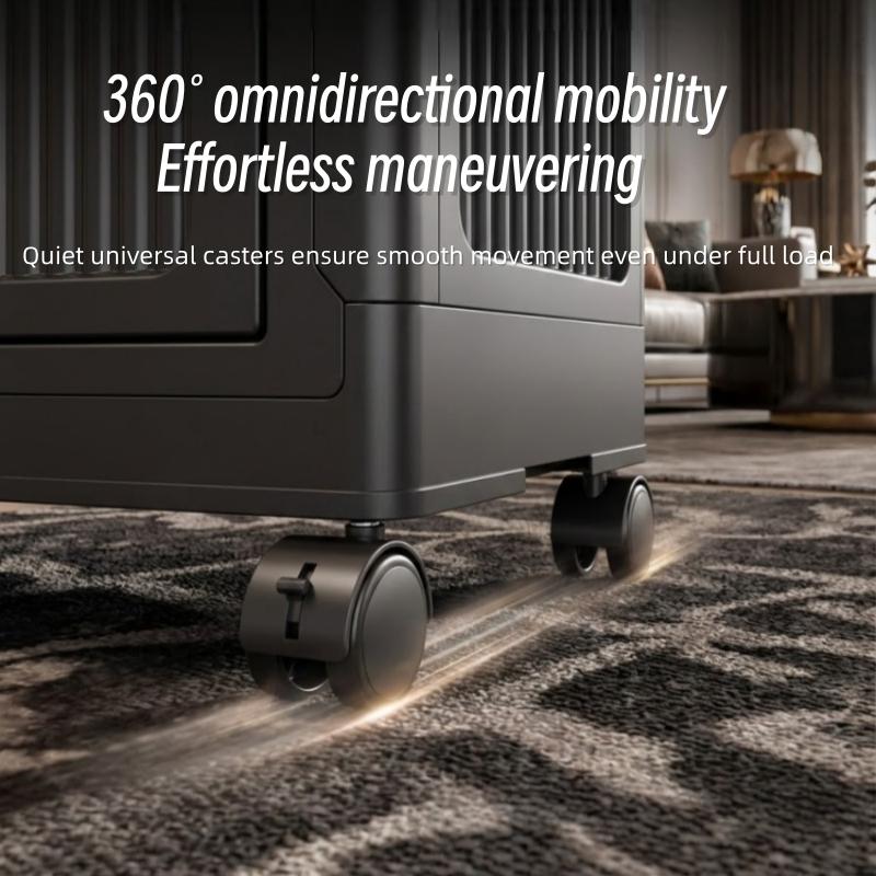 3/4/5-Tier Foldable Storage Cabinet, Stackable Plastic Storage Boxes with Lids for Bedrooms, Multi-Functional and Convenient Wardrobe Storage Box with Casters for Living Rooms, Kitchens, and Bedrooms—Ideal for Storage and Organization (Black)