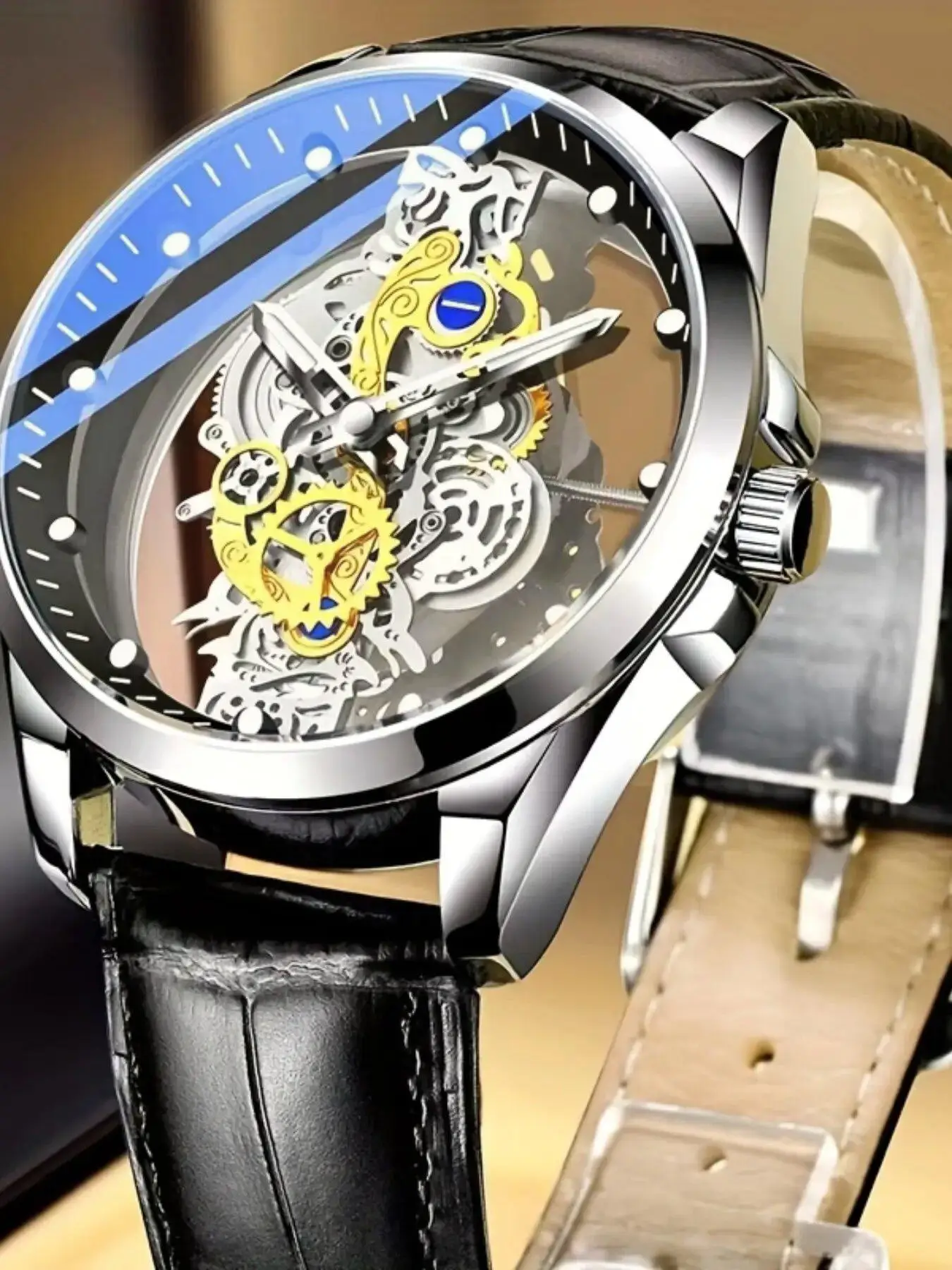 Men's Casual Sportive Glow in the Dark Analog Watch with Round Dial, Elegant Trendy Wristwatch for Business & Daily Use As Gift with Box for Men, Nati