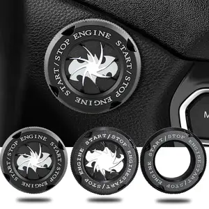 Rotary Car Push Start Button Cover Engine Start Stop Button Cover Interior Accessories Anti Scratch Universal Protective DIY Decoration Gift for Men Black