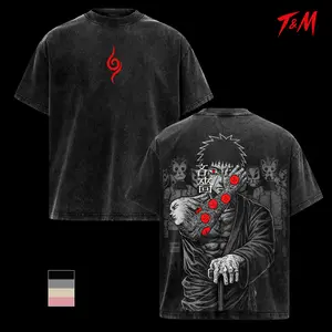 Danzo Anbu -  Naruto Vintage Graphic Tee, Heavyweight Acid Wash Anime Shirt, Oversized Fit Streetwear top, Japanese Manga Aesthetic T-Shirt for Men and Women