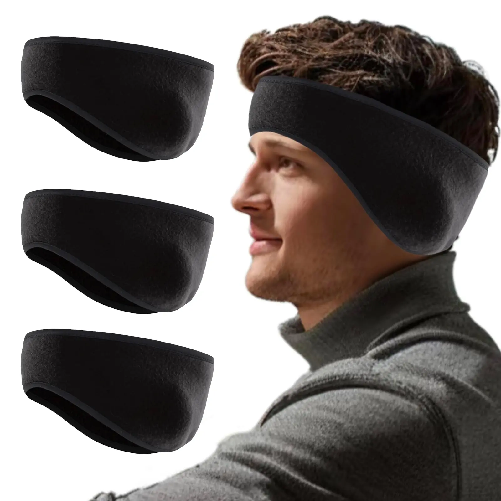 3 Pcs Fleece Ear Warmers Muffs, Fleece Ear Warmers for Men Women Kids - Winter Headband Ear Muffs Ear Covers for Cold Weather Running Cycling Ski