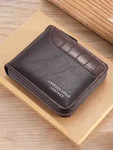 Men's Street Style Patchwork Zipper Small Wallet As Birthday Gift, Casual Trendy Wallet with Card Slots, Fashionable Wallet for Daily Use Summer 2025, Pouch, Fall Outfits, Fall Freshness, Durable Wallet