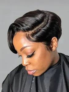 Luvme Short Pixie Cut Lace Wig in Blonde, Pre-Styled Glueless HD Lace, Pre-Cut Edges, Mature Boss Style Looks, Hair Curl Straight