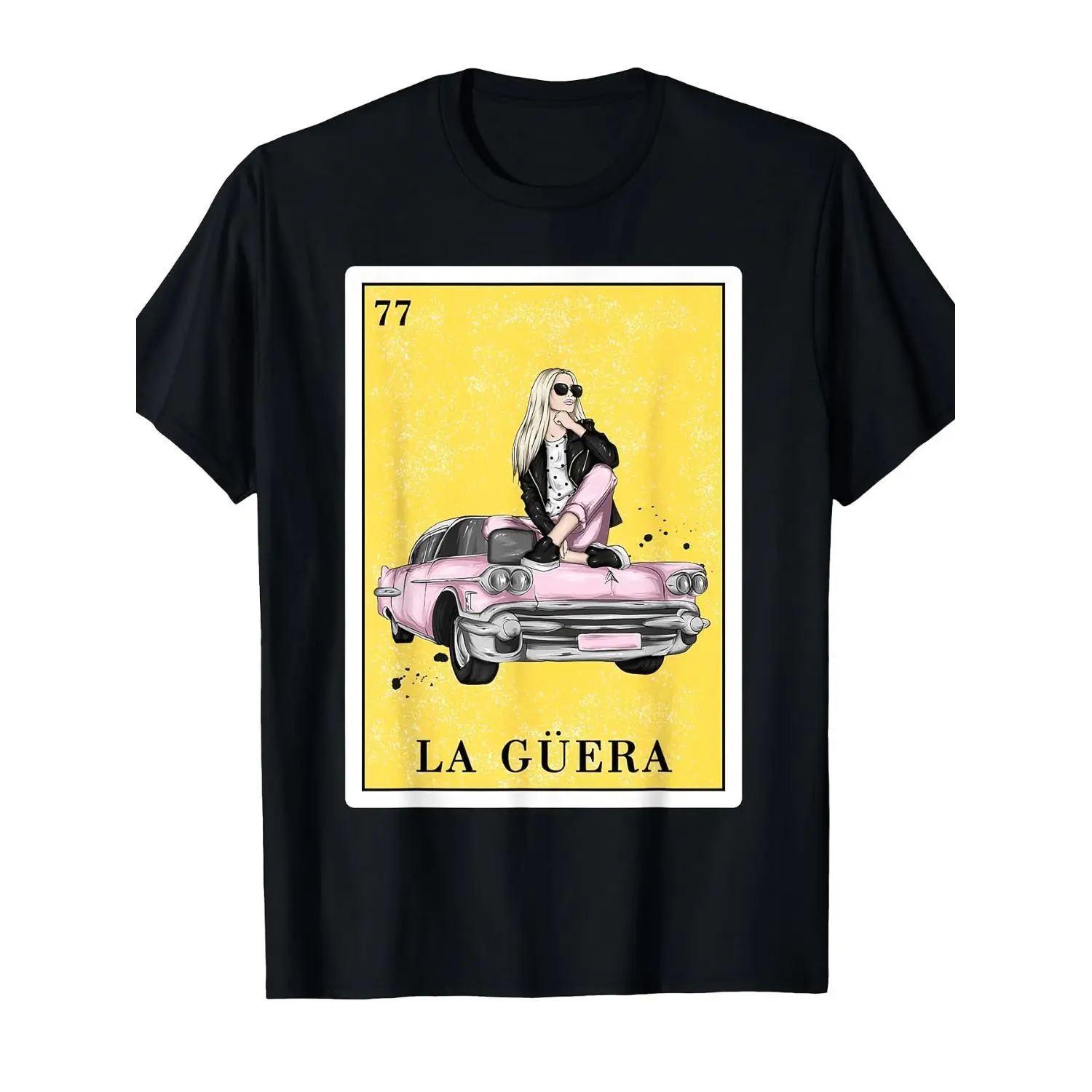 Mens Short-Sleeve Round Neck La Guera Mexican Bingo Graphic T-Shirt, Vintage Streetwear Menswear Top