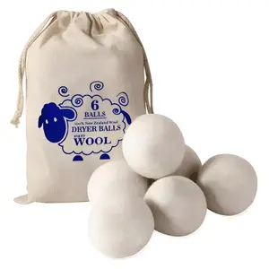 6-Pack Reusable 1000 Times Solid Color Wool Drying Balls with Storage Bag - Anti-Wrinkle Laundry Balls Reduce Creases, Static, and Drying Time Suitable for Washing Machines and Dryers Daily Wool Drying Balls, Laundry Tools & Accessories, Home Goods.