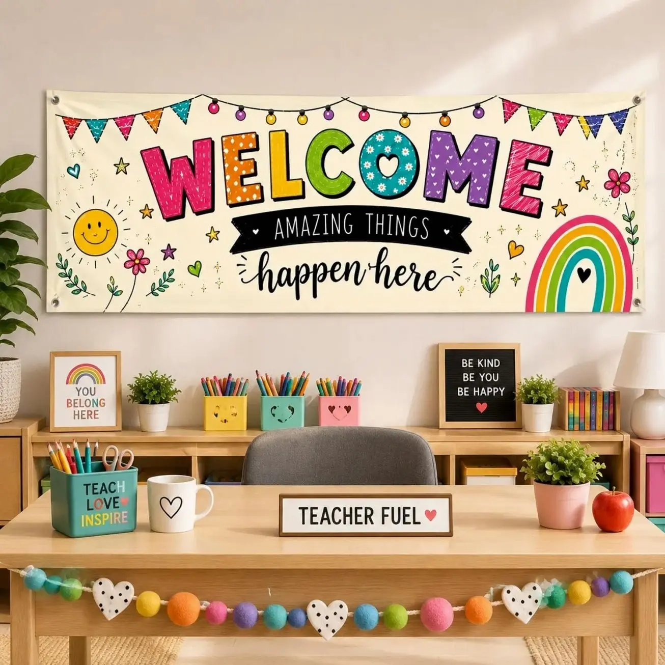 Welcome Banner, Rainbow Classroom Decor, Preschool Classroom Banner, Kindergarten Wall Decor