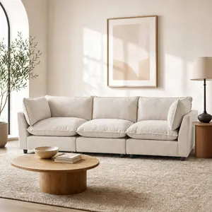 Tbfit Modular Cloud Sectional Sofa – Oversized Chenille Couch with Ottoman, Deep Seats