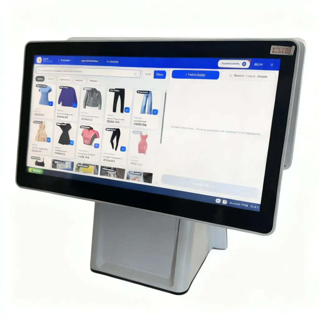 QRBott POS Cash Register with Software Included - Dual 15.6" Touch Screen, Built-in Printer & Scanner, Cloud Inventory, Ready to Use for Small Business Retail Restaurant