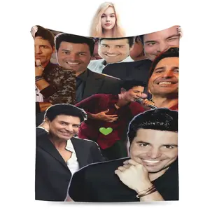 A flannel blanket with Chayanne pattern print, super soft, warm, comfortable and suitable for multi-purpose home decoration, a gift for fans