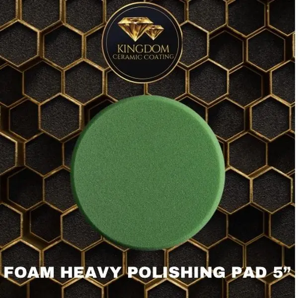 Kingdom Ceramic Coating-Heavy Cutting Foam Pad - Perfectly Used with DA/RO Polisher - Professional Detailing Accessory for Cutting, Polishing & Finishing - Bendable, Washable & Reusable - Green 5inch front 4 inch back carbuffer