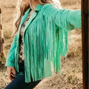 Turquoise Long Fringe Jacket