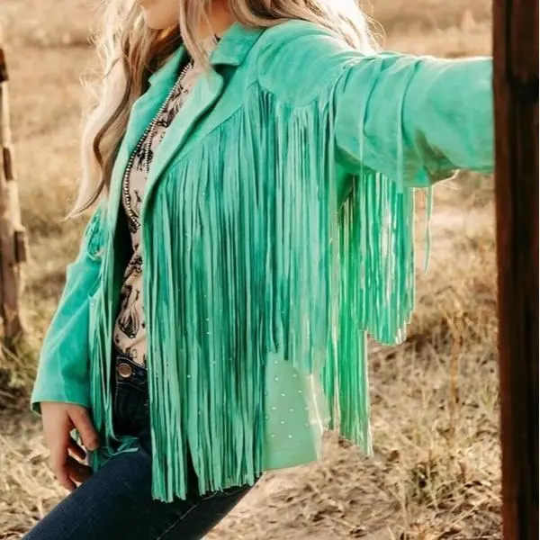 Turquoise Long Fringe Jacket