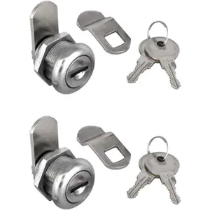 2Pcs Cabinet Cam Lock Keyed Alike Tool Box Locks 5/8" Cylinder for Truck Pickup Tool Box Vending Machine Drawer Tool box Mailbox ATM Locks Replacement