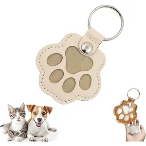Pet Memorial Gifts for Cat Dog Cute Leather Paw Keychain Pet Hair Keepsake Keyring for Bag Purse Paw Charm Key Holder