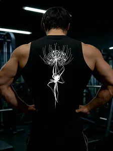 Men's Y2K Spider Print Gym Sports Vest, Tight Fit Quick-Dry Breathable Sleeveless Short Sleeve, Summer Running Volleyball Football Outdoor Sport, Sport Vests