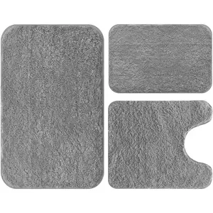 Ultra Soft Microfiber Bathroom Rug Set 3 Pieces - Non Slip Quick Dry Bath Mats for Bathroom Floor, Absorbent Shower Rugs with 20x32"/17x24"/20x24", Machine Washable Bath Rugs for Tub, Shower, Vanity