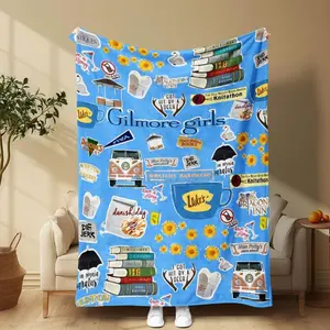 Gilmore Girls Cartoon Pattern Slogan Print Blanket, Counts Soft Comfortable Throw Blanket,Cool Bedroom Bedding Blankets, Air-conditioned Room Blanket,Warm Nap Blanket for Home & Office