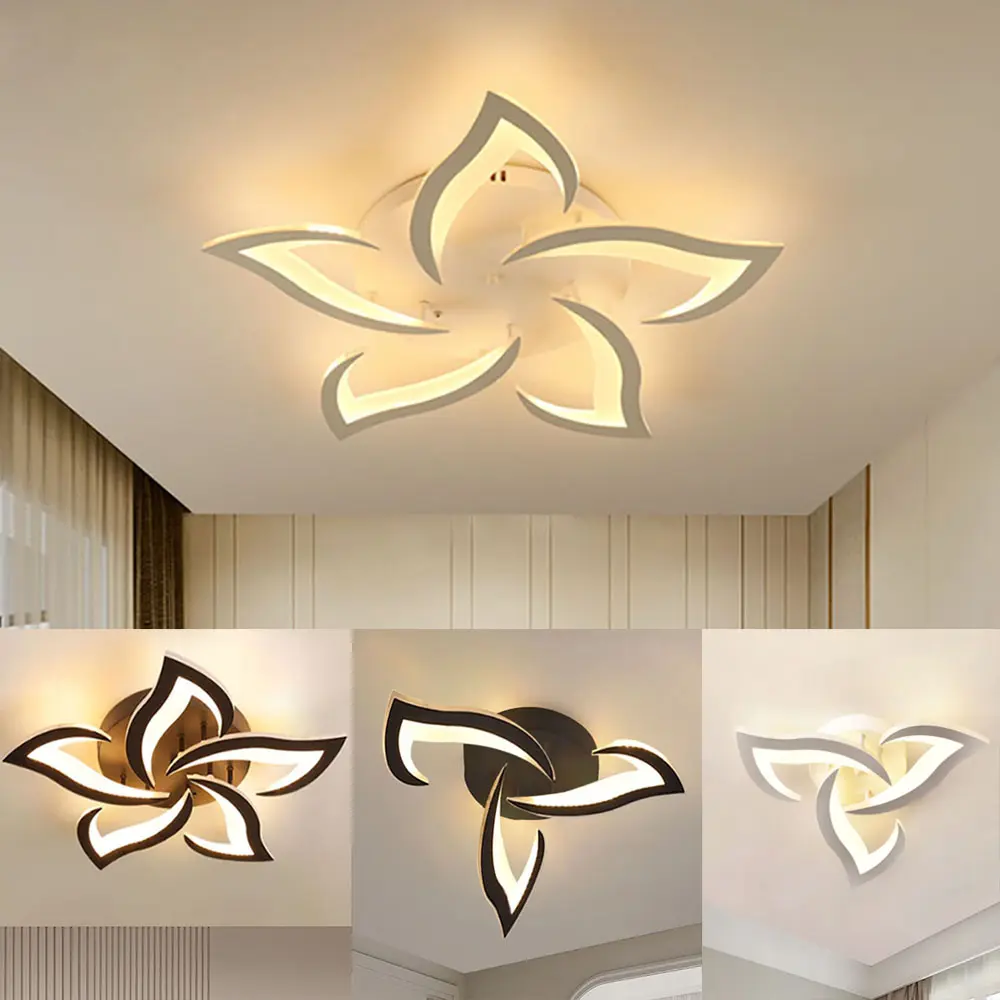 Modern LED Flower-Shaped Ceiling Light Electrical Wiring Requires Assembly ,3000K Warm Light, Led Interior Lights, Acrylic/Wrought Iron Design, For Bedroom, Living Room, Home Lighting Fixture, Modern Mood Lighting, LED Ceiling Lights