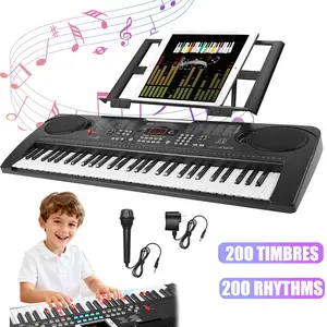 Pro Upgrade 61 Key Piano Keyboard with Microphone, 200 Tones, 200 Rhythms, 24 Demos, Built-in Recording, Electronic Music Toy for Beginners, Perfect Christmas or Birthday Gift for Boys and Girls’ Christmas/Birthday Gift