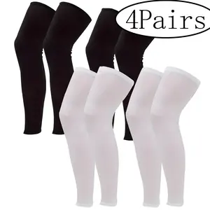 4Pairs-Cooling Breathable Knee Sleeves, Unisex Summer Compression Leg Sleeves, Knee Supporter for Sports, Basketball & Football, Men Women