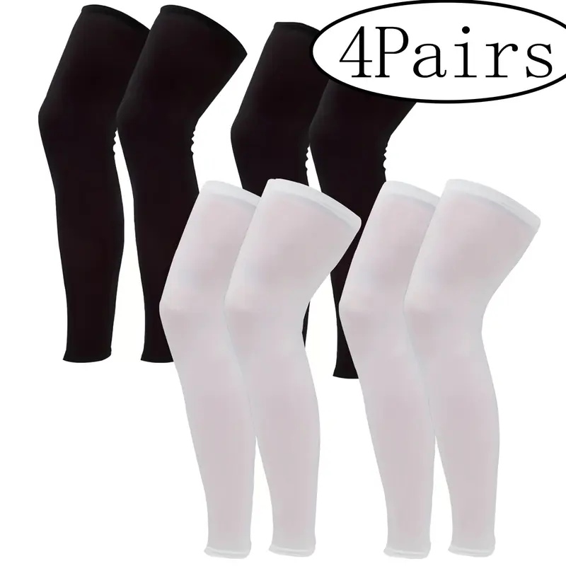 4Pairs-Cooling Breathable Knee Sleeves, Unisex Summer Compression Leg Sleeves, Knee Supporter for Sports, Basketball & Football, Men Women, Cooling Protective Sleeves