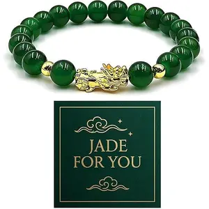 BloomWish S Jade Bangle Bracelet for Women Green Nephrite Jade Bangle Pixiu Bracelet Chinese Symbol Jewelry Gift for Her Lucky Charm