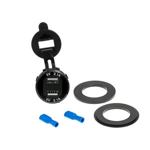 Gauge, Voltmeter 24V in w/2 USB output,Billet Aluminum Black, Conversion for 2018/E TT350R (Part #16001) Fits TT350R