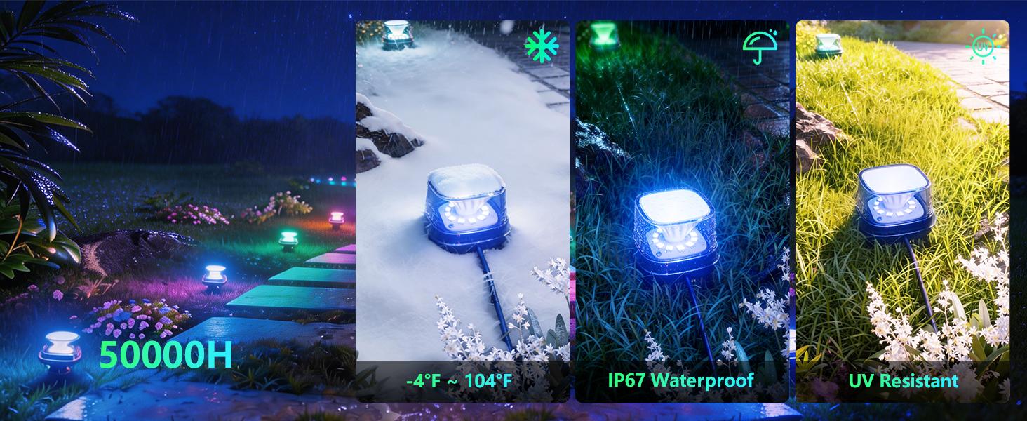 50 ft Smart RGBCW LED Pathway Lights 15-Pack IP67 Waterproof for Pathways Yards Lawns Patios Pool Fences Party Decorations Compatible with Alexa Google Assistant