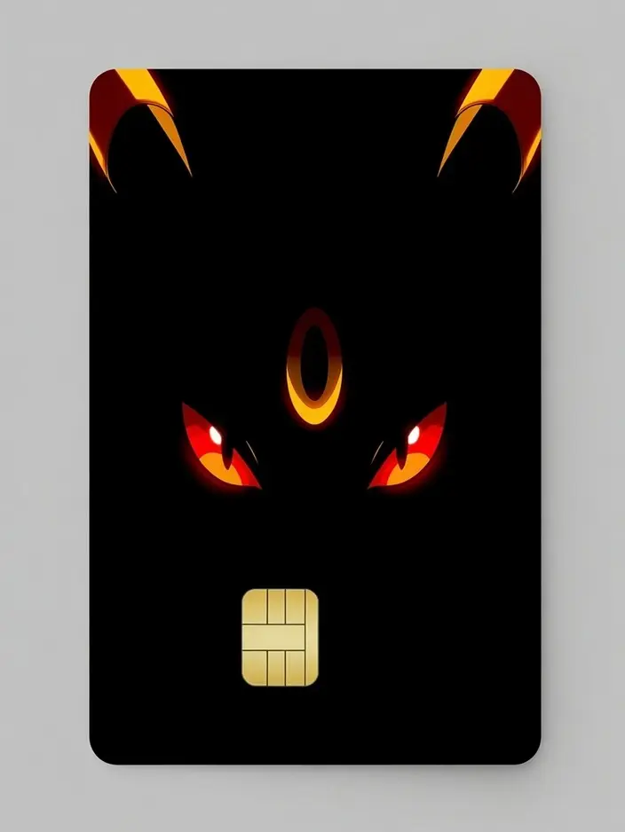 Poketmon Umbreon Shiny Red Glowing Eyes Credit Card Skin Matte Waterproof Sticker Decal Cover for Debit and Credit Cards