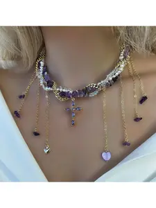 Cross Fringe Bead Necklace for Women - Mysterious, Niche, and High-End Jewelry