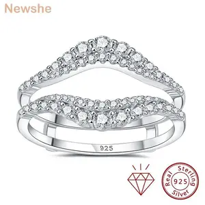 Newshe Certified Moissanite 925 Sterling Silver Ring Enhancer for Women Engagement Wedding Band Size 5-10