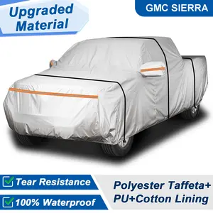 Pickup Truck Cover Fit For GMC Sierra Pickup Truck Waterproof Dustproof UV Protection Heavy Duty with Storage Bag Outdoor All Weather Car Cover for Crew Cab & Regular Cab Trucks