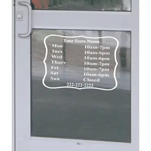 Custom Retail Business Store Hours Decal Vinyl Lettering Sign 13.5"h x 18"w