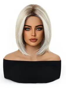 12-Inch Short Straight Wig, Synthetic Wigs, Heat-Resistant Fiber Full Headpiece, Natural Look, Versatile Daily Wear, Elegant Design for Women