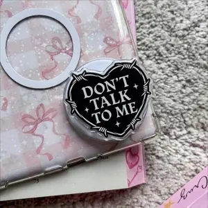 Don't Talk To Me Gothic Heart MagSafe Phone Grip, Edgy Barbed Wire Griptok, Grunge Aesthetic Phone Stand, Emo Black Heart Accessory, Punk Rock Fan Gift