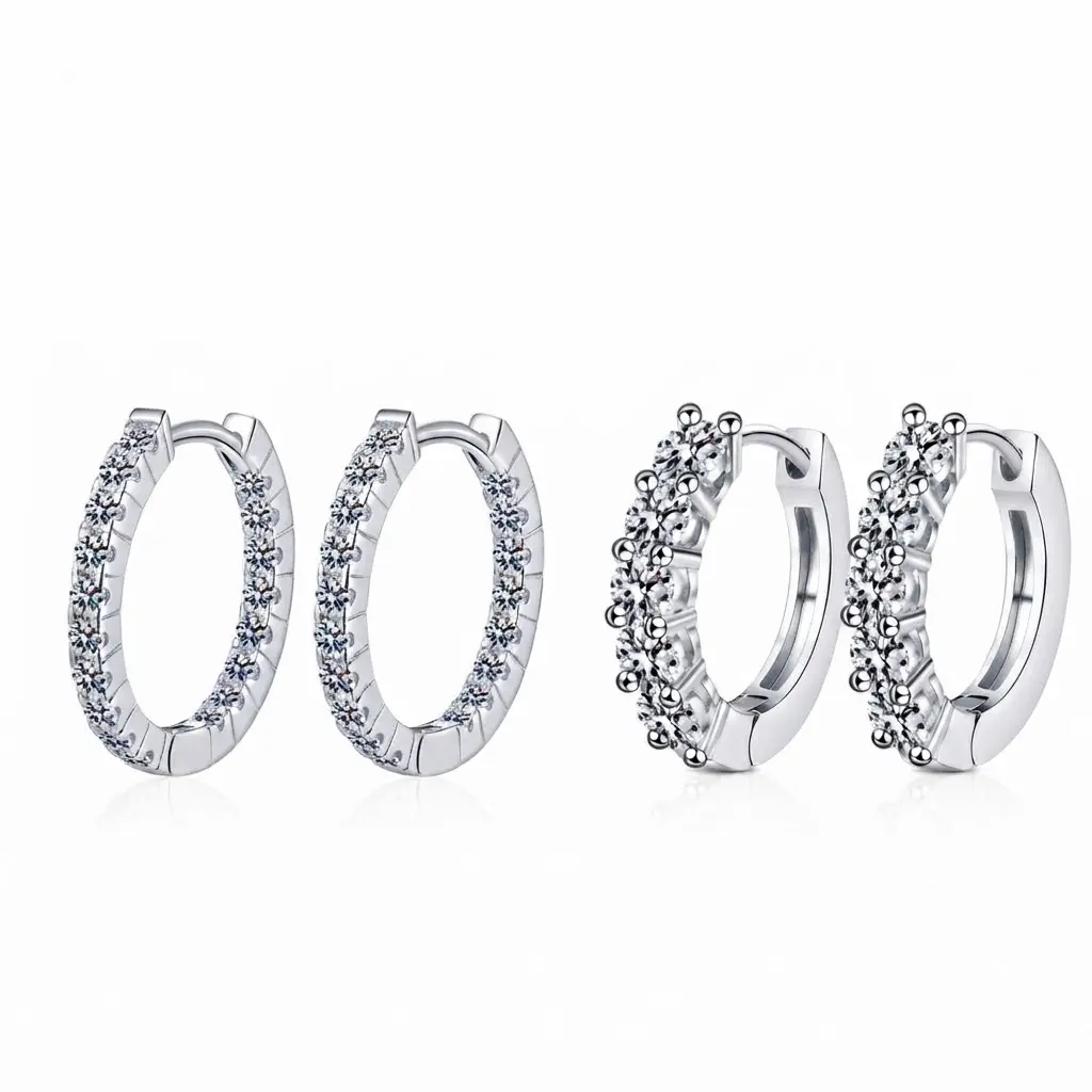 [EVA Jewelry] Hoops Earring 925 Sterling Silver Synthetic Moissanite Earrings
