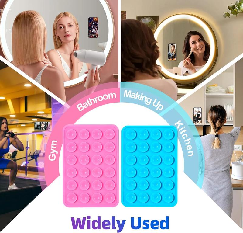 2 Pack Silicone Phone Grip Holder, Non Slip Sticky Grip For Cellphone, Silicone Adhesive 24 Suction Cup Phone Mount, Hands-Free Mobile Holder For Selfies and Videos, Strong Grip For Smartphones.