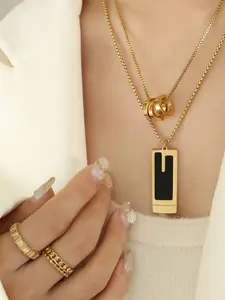 Vintage Geometric Double Layer Necklace, Simple Fashion Long Decorative Chain, Stylish Accessory for Women