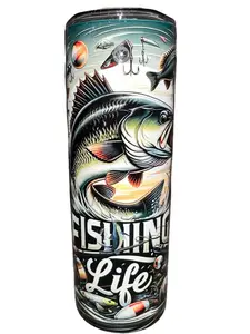 Fishing Life - 20oz oz 20 oz. 20oz. Skinny Sublimation Tumbler - Amy's Tumbler Junkies - Your Favorite Tumbler Shop!