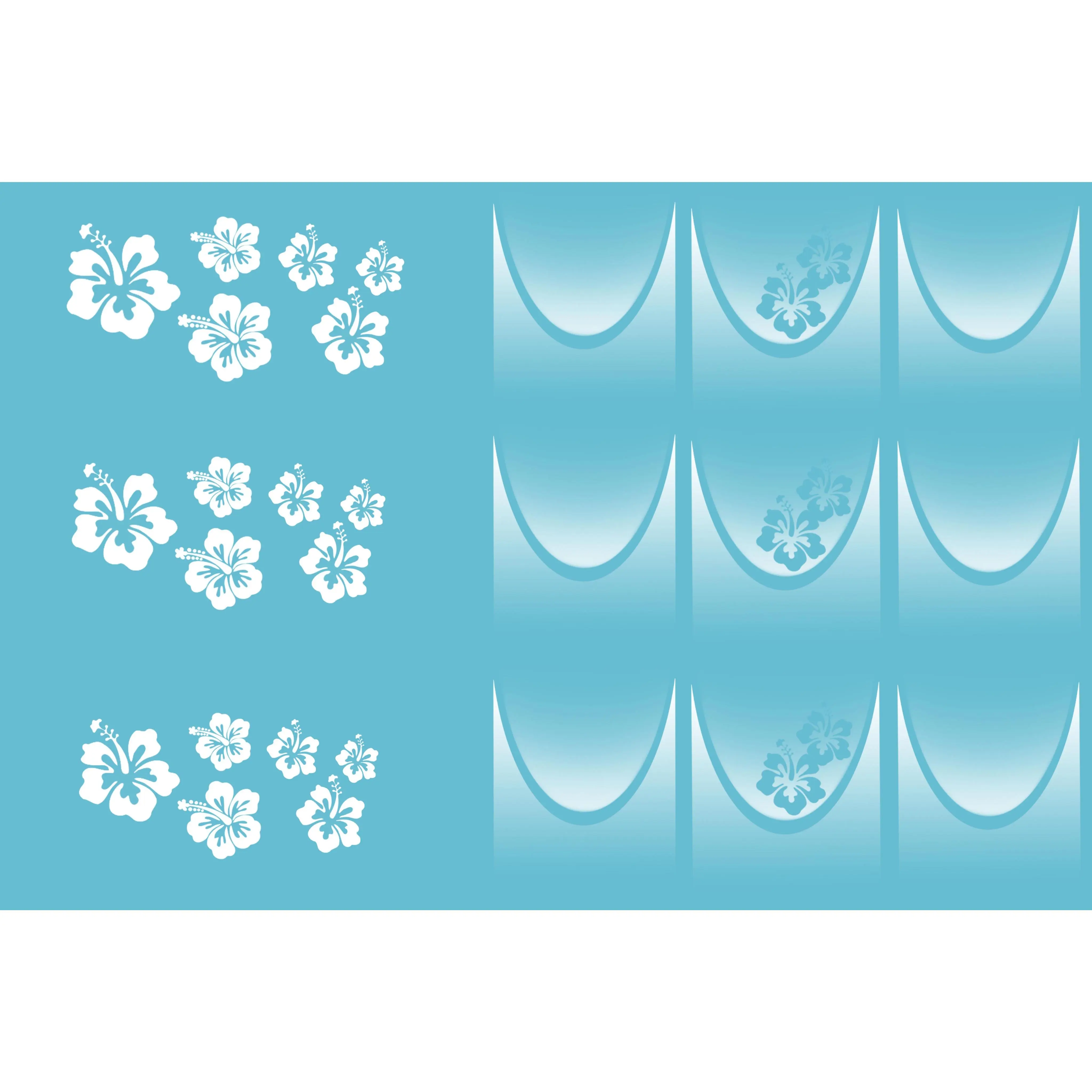 Tropical Flower White Airbrush Water Decals