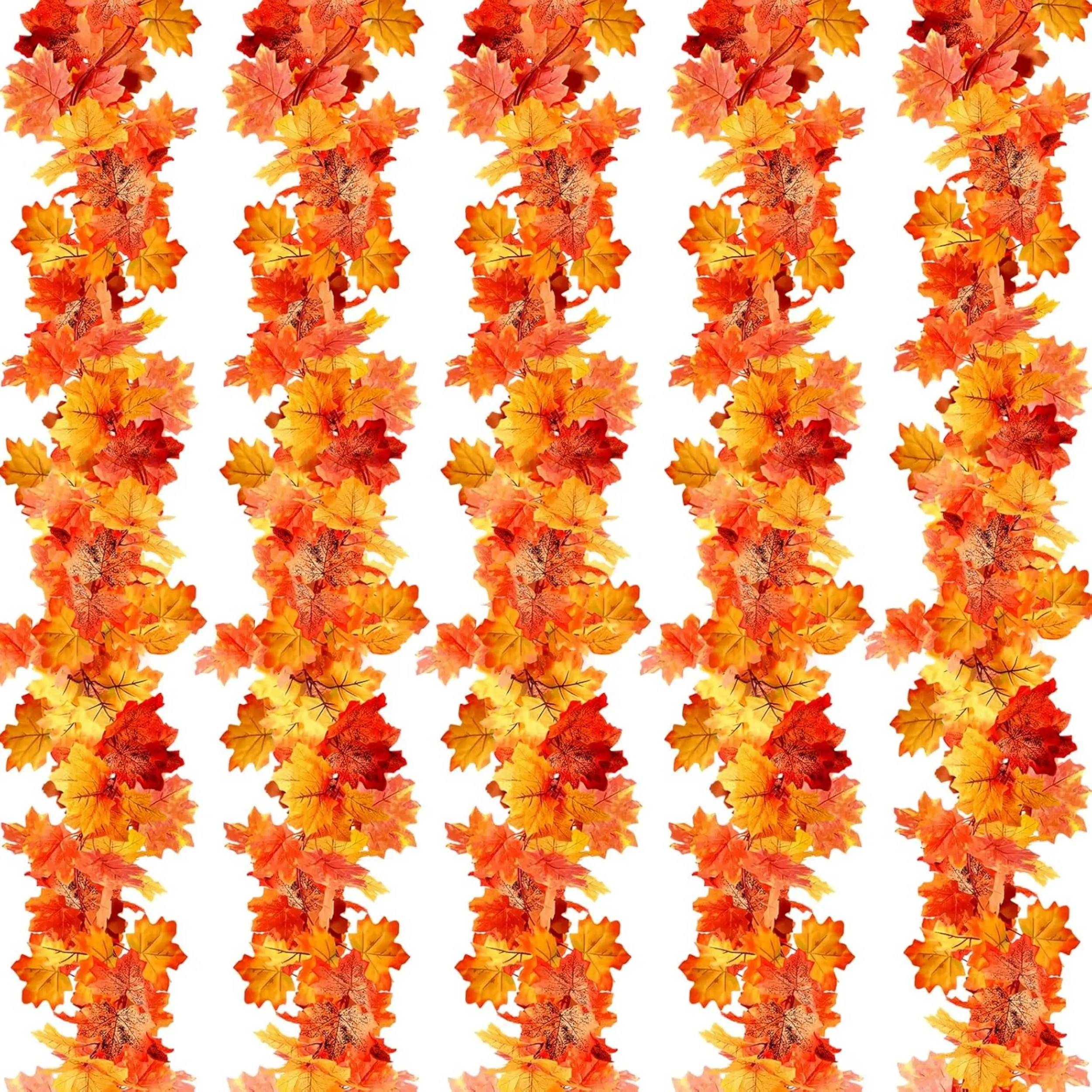 2 Pack 5.9FT Artificial Fall Maple Leaf Garland, Autumn Hanging Leaves Garland, Indoor Outdoor Thanksgiving Decor for Mantel, Front Door, Fireplace, Wall, Patio Home Harvest Decoration