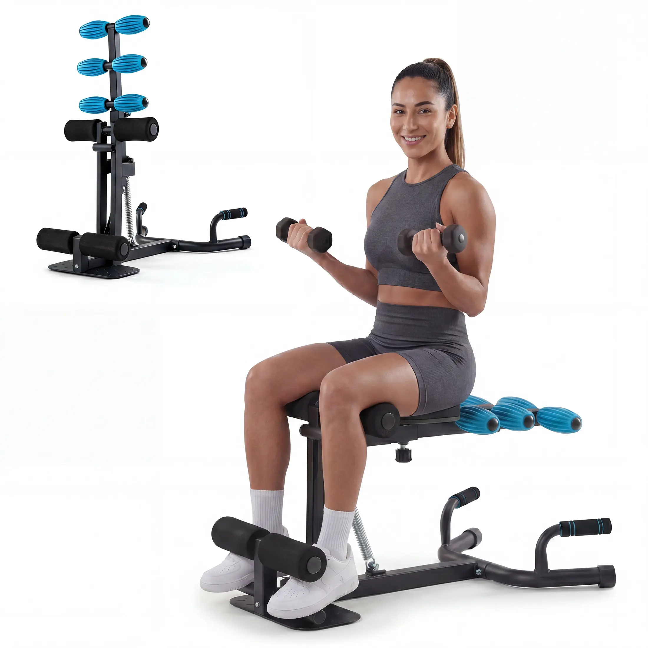 Sweetcrispy Deep Squat Machine, Heavy-Duty Steel Home Workout Station for Full Body Workout, Compact and Adjustable Glutes Trainer for Core & Leg Strength Training, Butt Workout Equipment
