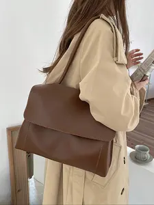 Large Capacity Retro Briefcase Style Shoulder Bag for Women, Autumn Winter New Design Crossbody Handbag, Unique Fashion Accessory, Travel Essentials