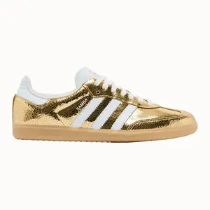 Adidas Originals Women's Samba OG Cracked Metallic Gold Leather Sneakers, KI5719