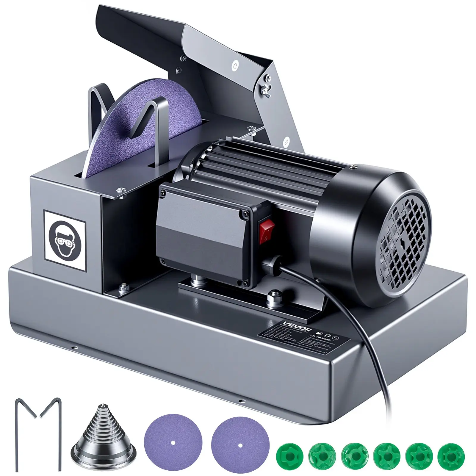 VEVOR Lawn Mower Blade Sharpener, 1HP Lawnmower Blades Grinder with 9" Ceramic Grinding Wheel, Grit Collector & Balancer, 30 ° /40 °   Blade Sharpening Machine for High Lift, Low Lift, Gator & Flat Blades
