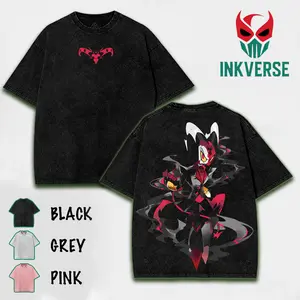 Blitzo Helluva Boss v3, Hazbin Washed Shirt, Comic Shirt, TV Show Shirt graphic tees Menswear Top Cotton Fabric lover streetwear