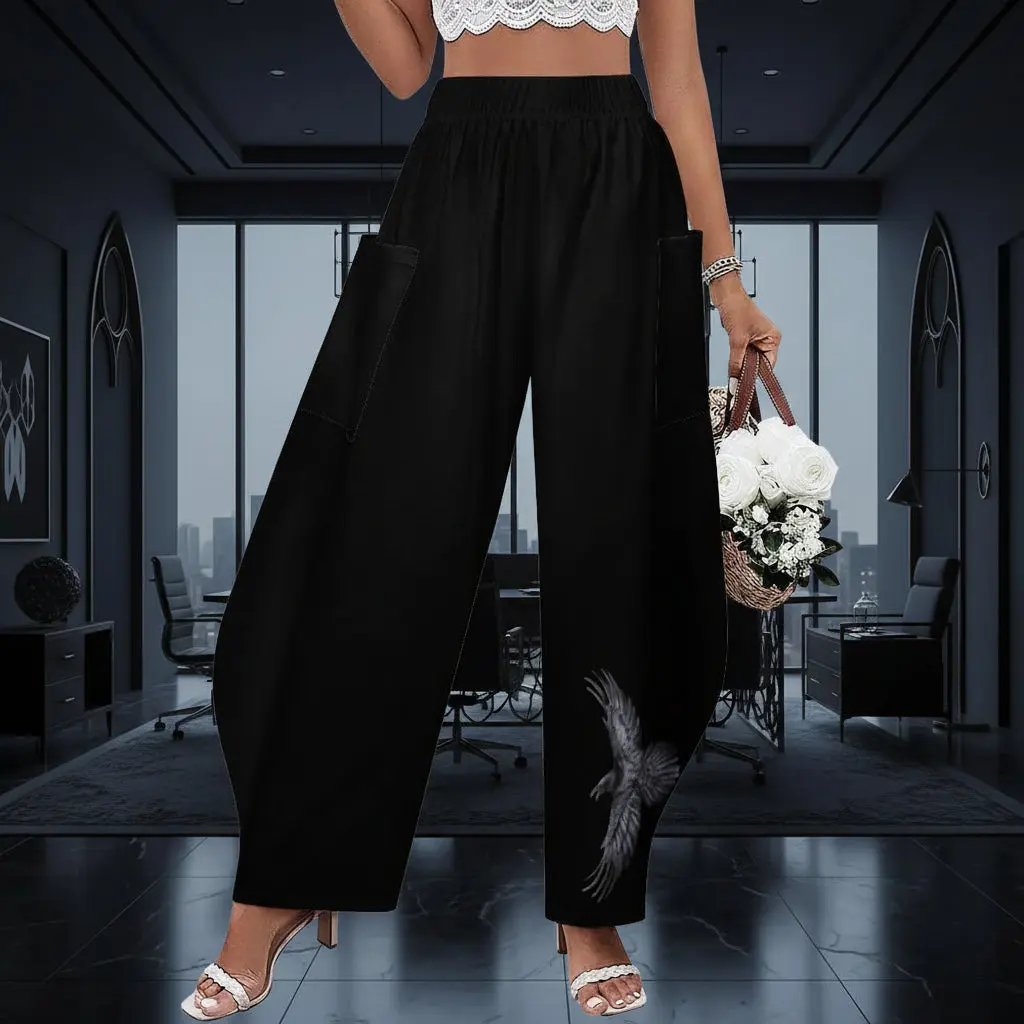 Women's Corporate Goth High-Waist Wide-Leg Pants